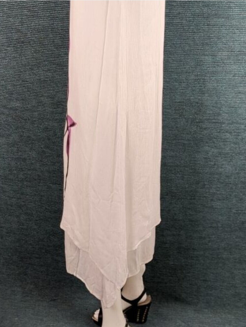 NWT Tendency Gauzy Sleeveless  Midi-Dress Layered Handkerchief Hem - Picture 6 of 15